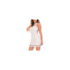Robe simili cuir et dentelle blanche Lydia  